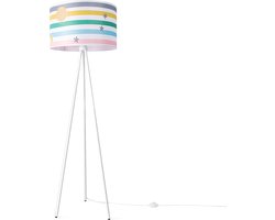 Paco HomeVloerlamp Slaapkamer Lampenkap Ronde Stoffen Lamp Vloerlamp Veelkleurig E27