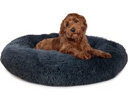 Paco - Pluche Honden- en Kattenkussen - 80cm - Rond - Antraciet