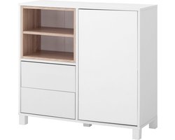 Paco|Commode met 1 deur en 2 laden in Wit Eikenlook