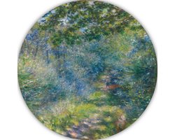 Pad in het bos - Pierre-Auguste Renoir wanddecoratie rond - Bomen muurcirkel - Muurcirkel Oude meesters - Wanddecoratie klassiek - Rond schilderij - Slaapkamer wanddecoratie muurcirkel forex 100x100 cm
