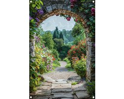 Pad tuinposter - Impressionisme poster - Tuinposter Doorkijk - Buiten decoratie - Tuinaccessoires - Tuin decoratie wanddecoratie tuinposter 60x90 cm