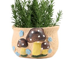 Paddenstoel Bloempot - Kleurrijke Keramiek - Planten Kweken - Praktische Drainage - 10x12x10 cm - Multicolor