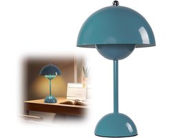 Paddenstoellampen Tafellamp LED-Batterij Draadloos Oplaadbaar - Moderne Tafellamp met Touch-Dimbare functie en 3 helderheidsmodi - Macaron Lamp voor Retro Bedlampje - Blauw
