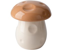 Paddenstoelvormige Keramische Asbak Met Deksel – Schattig – 12×12×10 cm – Voor Binnen & Buiten – Sigarenasbak Woondecoratie-Bruin