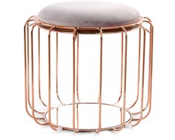 Padiro 2-in-1 bijzettafel en kruk - Ø 50 x 45 cm - Lichtpaars / Rosé - Modern Art deco Glamour - Spiegelglas, Schuim, IJzer, Fluweel, MDF - omkeerbaar blad