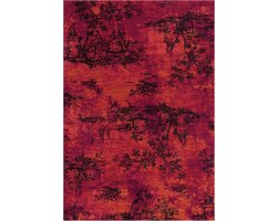 Padiro design laagpolig vloerkleed 170 x 240 cm - bordeaux - modern abstract ontwerp - voor vloerverwarming - van modacryl en katoen