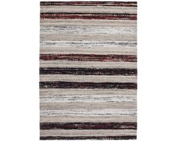 Padiro kilim vloerkleed 80 x 150 cm - zwart / wit - retro gestreepte design - handgeweven - geschikt voor vloerverwarming - van wol, katoen en zijde