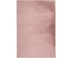 Padiro laagpolig vloerkleed met zachte uitstraling 160 x 230 cm - oudroze - modern effen ontwerp - met een zachte uitstraling - voor vloerverwarming - van polyester en katoen