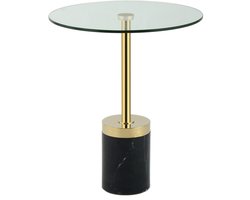 Padiro ronde bijzettafel - Ø 46 x 53 cm - Goudkleurig / Zwart - Modern Art deco Glamour - Glas, Roestvrij staal - binnen/buiten