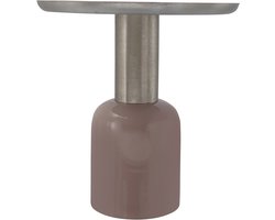 Padiro ronde bijzettafel - Ø 49,5 x 52 cm - Oudroze / Zilverkleurig - Modern Art deco Glamour - IJzer, Fluweel - handgemaakt