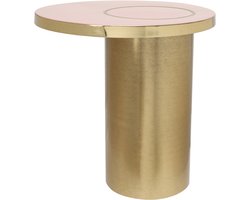 Padiro ronde bijzettafel - Ø 51 x 50 cm - Roze / Goudkleurig - Modern Art deco Glamour - IJzer, Fluweel - handgemaakt