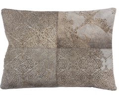 Padiro sierkussen - 40 x 60 cm - Zilverkleurig - Vintage, Ornamentpatroon - Leer