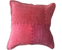 Padiro sierkussen - 45 x 45 cm - Meerkleurig / Rood - Patchworkpatroon - Katoen