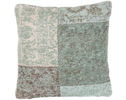 Padiro sierkussen - 45 x 45 cm - Turkoois - Vintage, Patchworkpatroon - Katoen