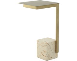 Padiro vierkante bijzettafel - 30 x 30 x 56 cm - Wit / Meerkleurig - Modern Art deco Glamour - Marmer, Glas, Roestvrij staal