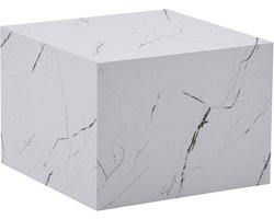 Padiro vierkante bijzettafel - 55 x 55 x 40 cm - Wit - Modern, Marmerlook - Papier, MDF