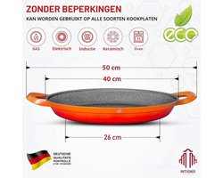 Paella pan 40 cm Super anti-aanbak inductie paella pan voor alle soorten kookplaten (Orange)