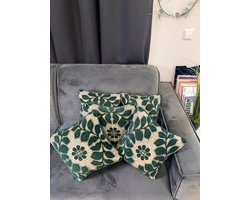Pak van 5 Vierkant Groen Sierussens met blad patroon, Grey Sofa Cushions, Kussenhoezen voor het aankomende feestseizoen, 38 x 38 cm sierkussens, Gezellige kussenhoezen om cadeau te geven, Groen Kerstcadeautjes, Nieuw Huis Cadeau