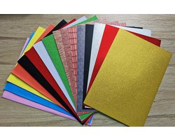 Pakket met divers knutselpapier: foam papier / vilt / glitter papier / bedrukt papier met steen patroon in verschillende kleuren (creatief hobbypapier voor kinderen, voor de feestdagen / Kerstmis, surprises, schoencadeau Sint)