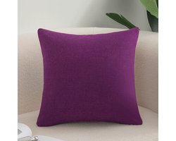 Pakket van 2 bankkussenhoezen, gezellige katoenen en linnen kussenhoezen voor bank, slaapbank, woonkamer, huis, effen geverfde kussenslopen (60*60cm) - Paars - 60X60cm