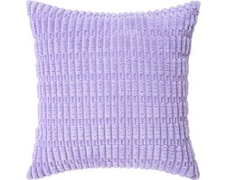 Pakket van 2 decoratieve kussenslopen van corduroy, zachte gestreepte kussenslopen in boho-stijl, moderne boerderijdecoratie voor bank, woonkamer, slaapbank, alleen kussensloop (30*50 cm) - Paars - 30*50cm