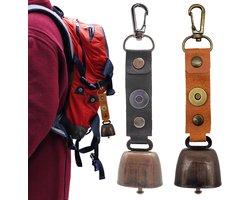 Pakket van 2 koperen bellen Metalen vintage mini koebel Anti-verliesbel voor huisdierendecoraties Veelzijdig compact en draagbaar voor buiten wandelen, rugzakhanger, huisdier nekbad