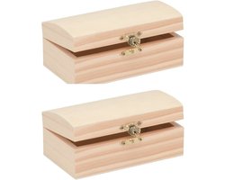 Pakket van 2x stuks houten kistjes ronde deksel 8 x 14 cm - Hobby/knutselmateriaal - Houten kisten/kistjes