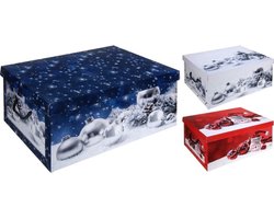 Pakket van 2x stuks witte kerstballen/kerstversiering opbergbox 51 cm