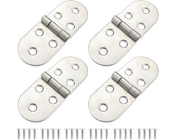 Pakket van 4 vouwscharniers, vouwtafel, Butler-dienblad, klepscharnieren, RVS met schroeven voor kastenmeubels (zilver)
