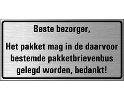 Pakketbrievenbus bordje, geborsteld aluminium 200 x 100 mm