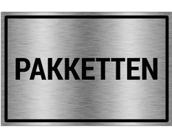Pakketten bord - brushed aluminium materiaal - grijs zwart - 18 x 12 cm