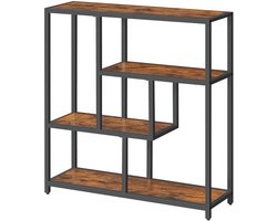 Palermo Consoletafel 4 planken - Console tafel of Haltafel opbergplank - met staande plank - bruin - zwart - 100cm