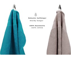 Palermo Handdoekenset, 100% katoen, 2 ligdoeken, 4 handdoeken, 2 gastendoekjes, 2 washandjes, 2 washandjes, kleur petrol en steen