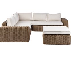 PALERMO - Loungeset - Bruin/Wit - PE rotan