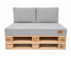 Palettenset Kussens Grijs 120x80 cm met 2 Rugkussens 60x40 cm – Corduroy Palletkussens voor Tuin, Balkon en Terras