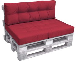 Pallet Kussen - Bank Kussen - Tuin Meubels - Met Decoratieve Knoppen - 120x40x15 cm - Rood