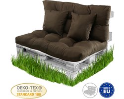 Pallet kussen - polyester en katoen - chocolate - buiten - uit wasbaar - set 4 kussens - tuin en balkon