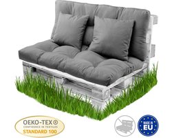 Pallet kussen - polyester en katoen - grey - buiten - uit wasbaar - set 4 kussens - tuin en balkon