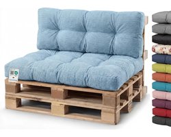 Pallet Kussen Set - Tuinkussen Bank - Comfortabel Zitten - Fijn Granulaat Schuim - 120x80 + 120x40 - Babyblauw