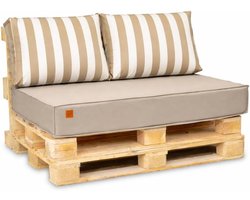 Pallet Kussen Set - Tuinkussens Bank - Buiten Zitten - Waterafstotend Stof - 120x80cm - Beige Geel