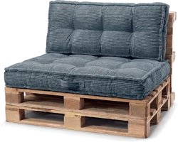 Pallet Kussen - Tuinkussen Bankkussen - Buiten Zitten - Met Handvat - 120x80 cm - Blauw
