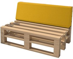 Pallet Kussen - Zitkussen Tuin - Buiten Ontspannen - Waterafstotend Polyester - 120x40x10/20 cm - Geel
