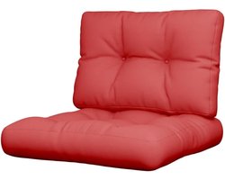 Pallet Kussens - Buiten Kussens - Terras Aankleden - Waterafstotend Materiaal - 60 x 60 x 12 cm - Rood