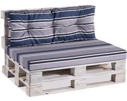 Pallet Kussens Set 120x80 & 120x40 - Duurzame Zitkussens voor Palletbank - Blauwgrijs