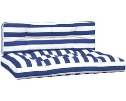 Pallet Kussens Set - Bank Kussen - Buiten Zitten - Ademend Duurzaam - Drie Zetel - Blauw Wit