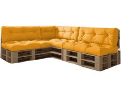 Pallet Kussens Set - Tuinkussens Bank Kussens - Comfortabel Zitten - Waterafstotend Oxford Stof - Set van 7 - Geel