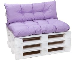 Pallet Kussens Set - Tuinkussens Bankkussens - Buiten Zitten - Waterafstotend Materiaal - 120 x 80 cm - Licht Paars