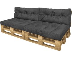 Pallet Kussens Set van 4 voor Binnen en Buiten - Waterdicht - Sofa Zitkussen 120x80 - Rugkussen 120x40 Grijs