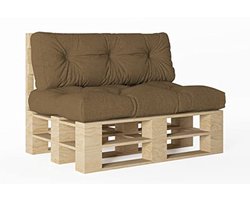 Pallet Kussens - Tuinkussens Bank Kussen - Loungen Buiten - Set Van Twee - 120x80cm - Bruin