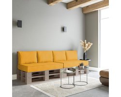 Pallet Kussens - Tuinkussens Sofa Kussens - Buiten Zitten - Waterafstotend Materiaal - Set van 6 - Geel